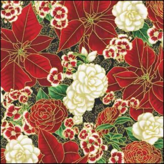 Robert Kaufman - Holiday Flourish - Peppermint Twist - Black FQ