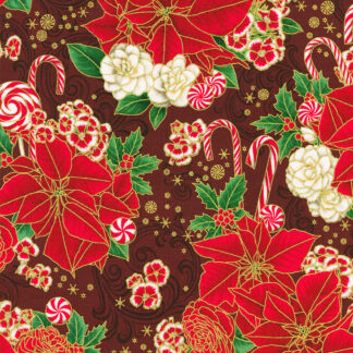Robert Kaufman - Holiday Flourish - Peppermint Twist - Cranberry FQ